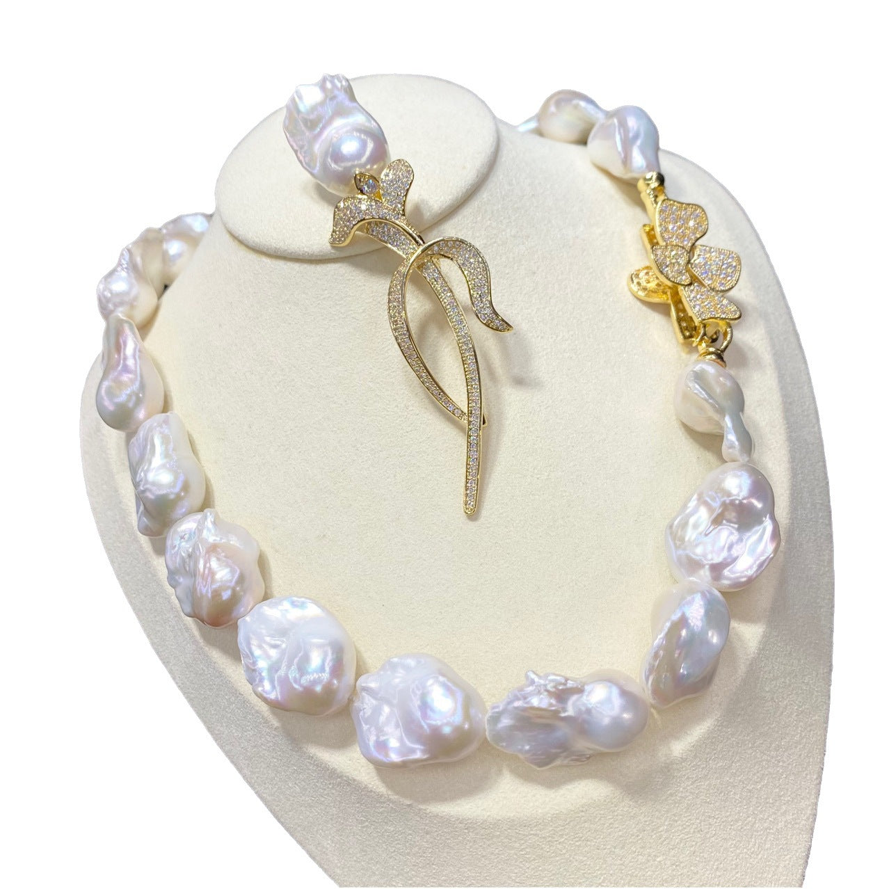 Collier de perles d'eau douce baroques naturelles à grosses particules pour femme