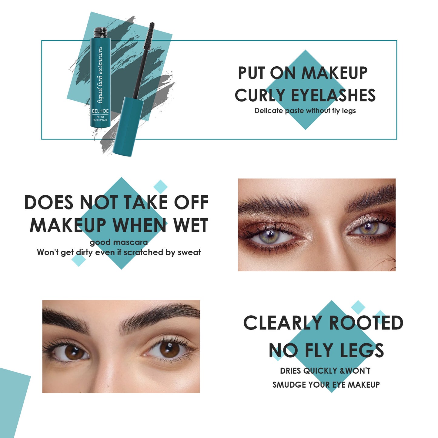 Magnifique mascara recourbant, maquillage anti-bavures