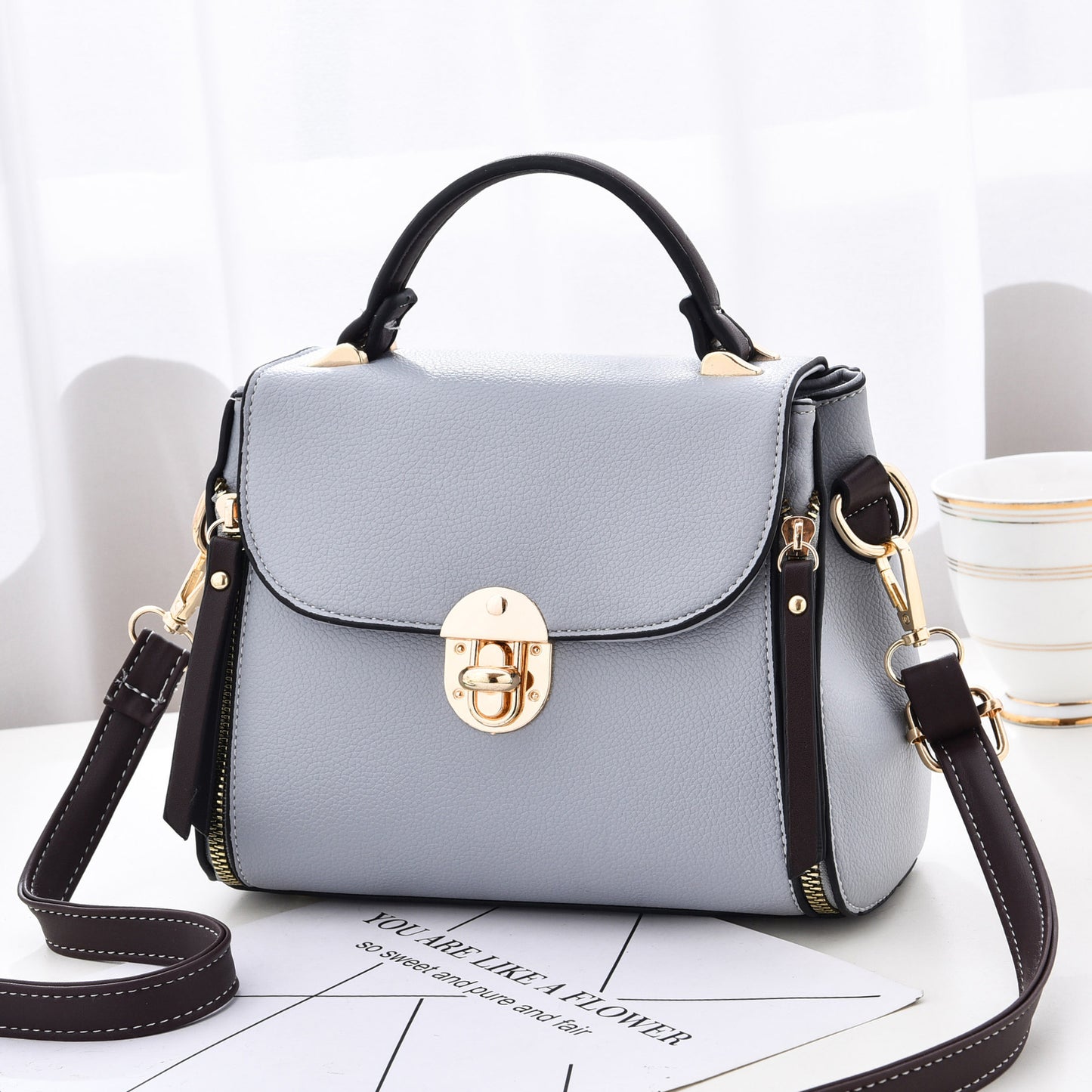 Sac à bandoulière tendance pour femme, motif litchi, portable