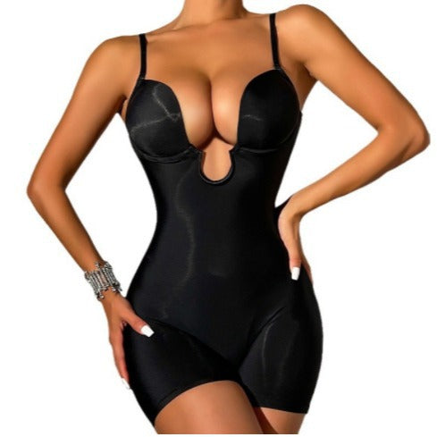 Pantalon taille haute rehaussant les hanches, corset une pièce