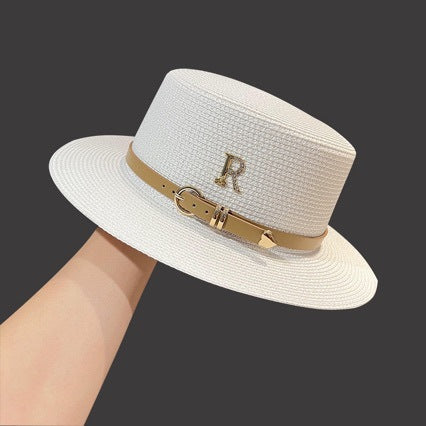 Sombrero de verano con letras de diamantes de imitación para vacaciones en la playa