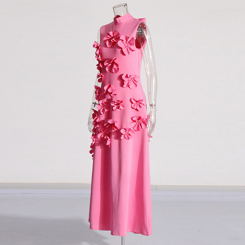 Vestido elegante de mujer con flores en 3D