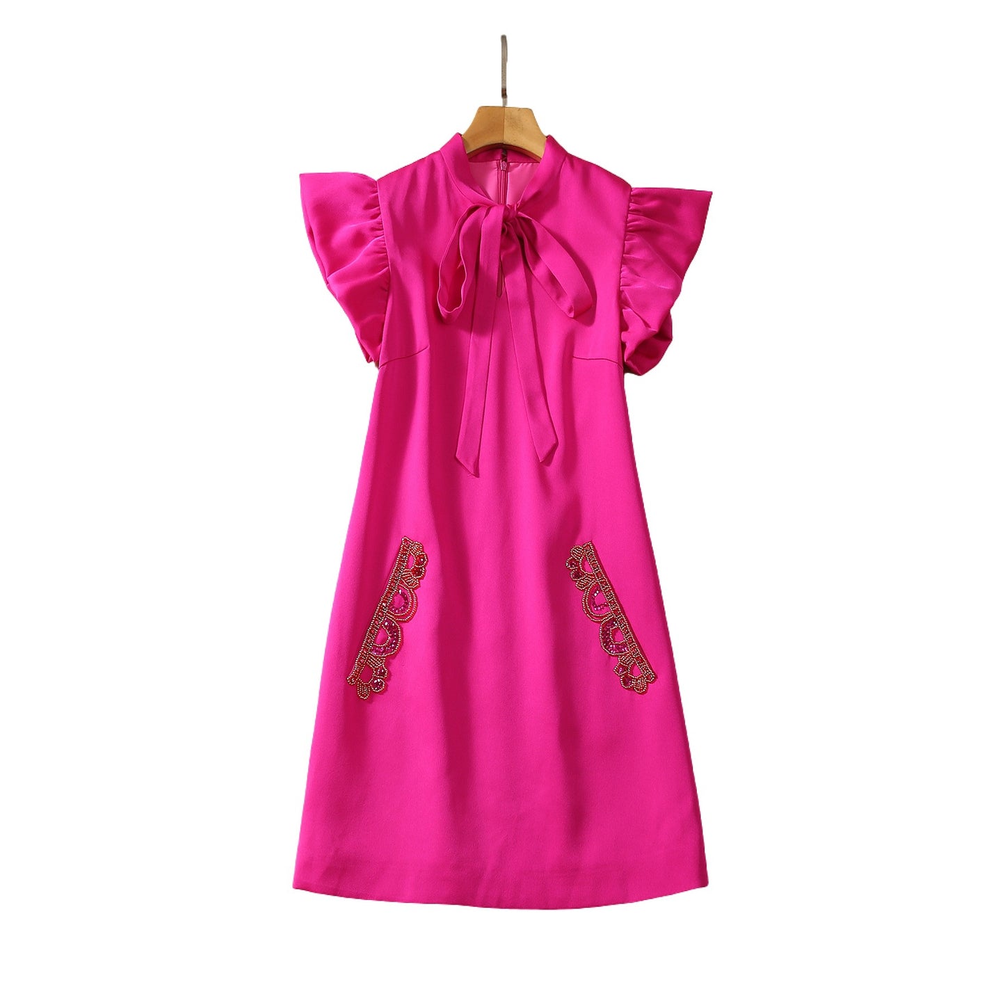 Robe à manches volantées et poches perlées