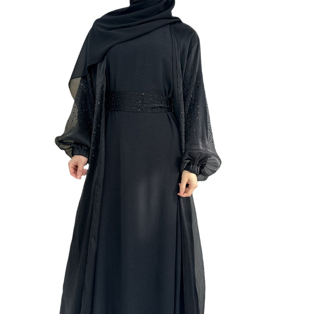 Cardigan à manches bouffantes de couleur unie pour tous les jours