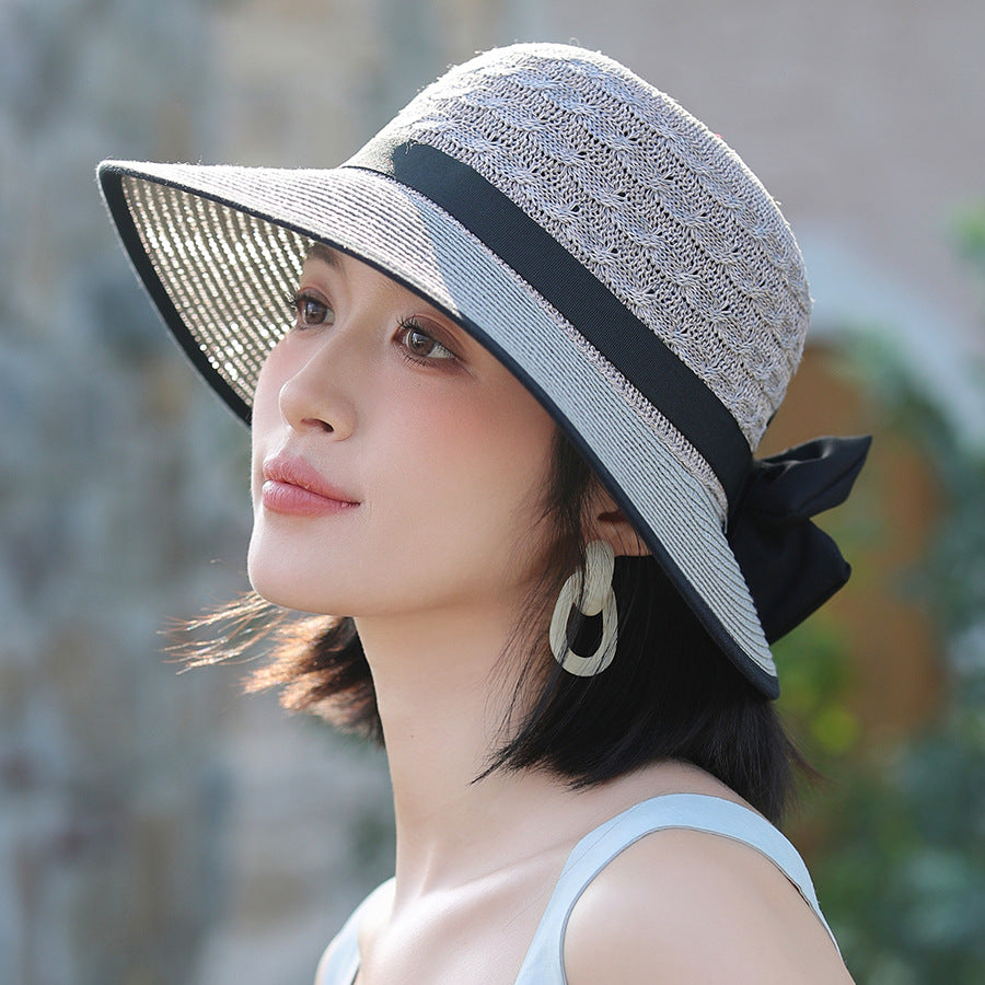 Sombrero para el sol japonés elegante con lazo de cinta