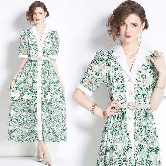 Robe brodée creuse en maille rétro de haute qualité