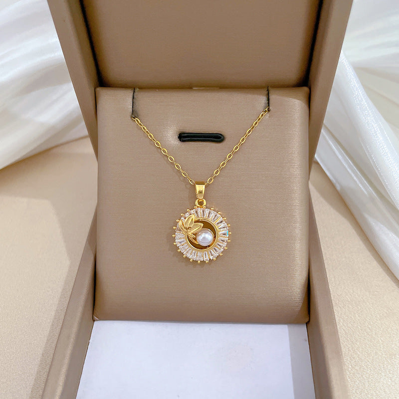 Joyería de moda, conjunto de collar y pendientes de hojas con anillo redondo personalizado de diamantes llenos cuadrados