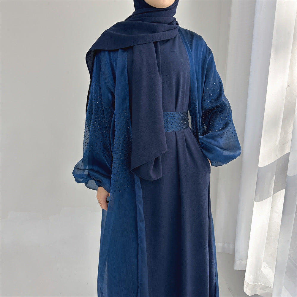 Cardigan à manches bouffantes de couleur unie pour tous les jours