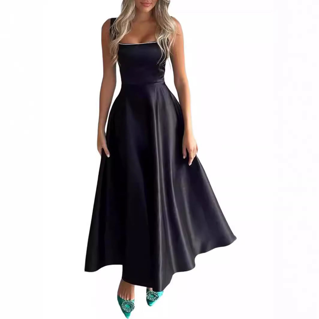 Robe corset longue sans manches à col carré pour femme