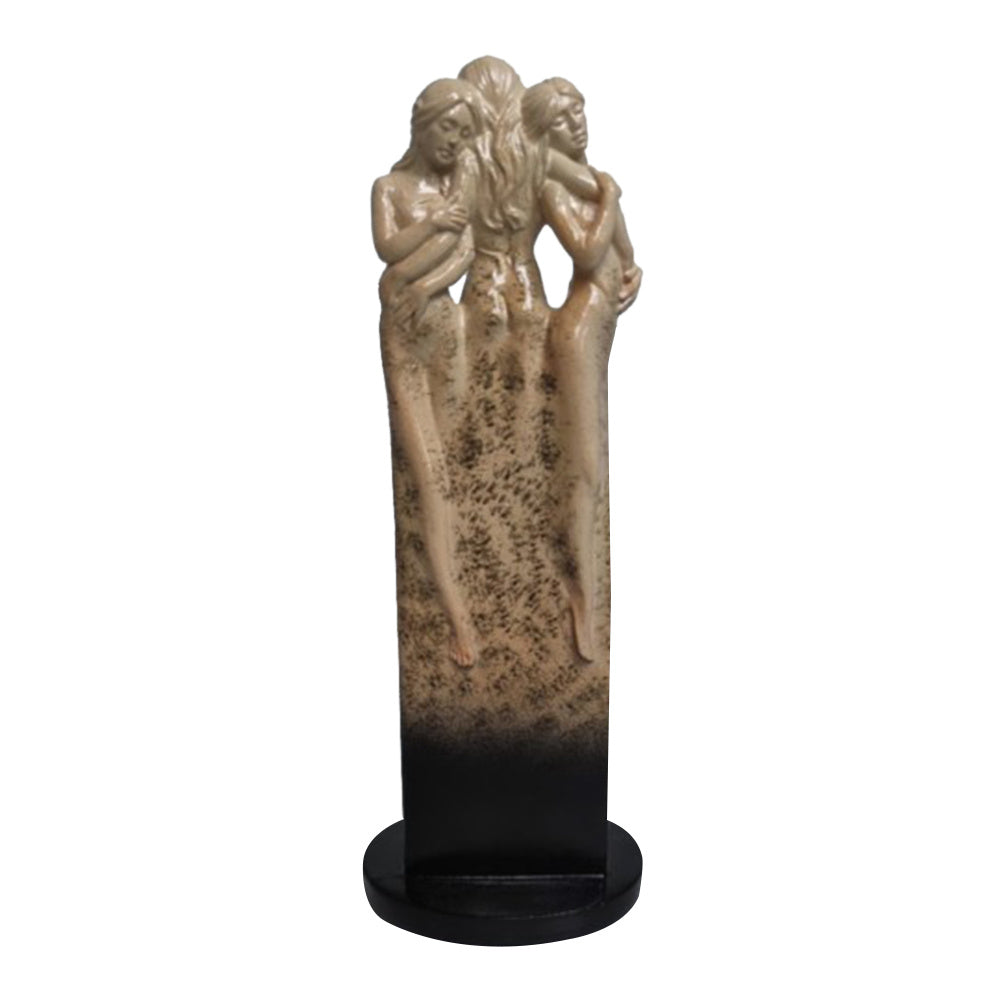 Adorno de resina artesanal con estatua de tres diosas