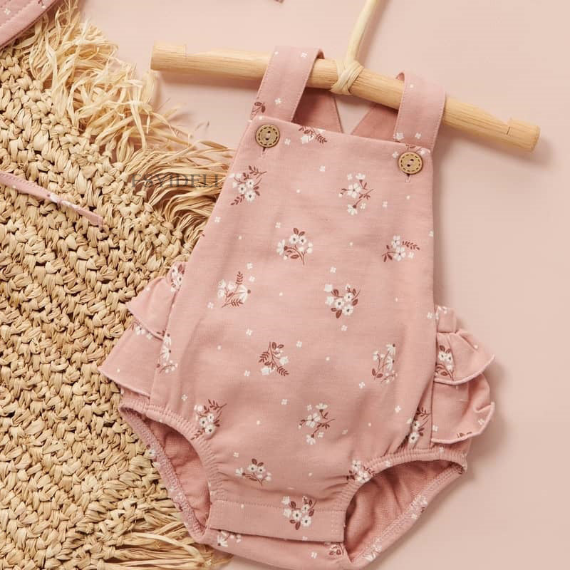 Body con tirantes y volantes con estampado de moda para niños