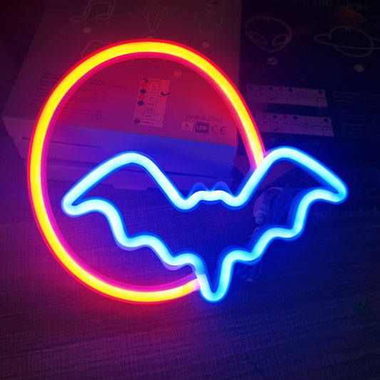Lumières néon chauve-souris d'Halloween
