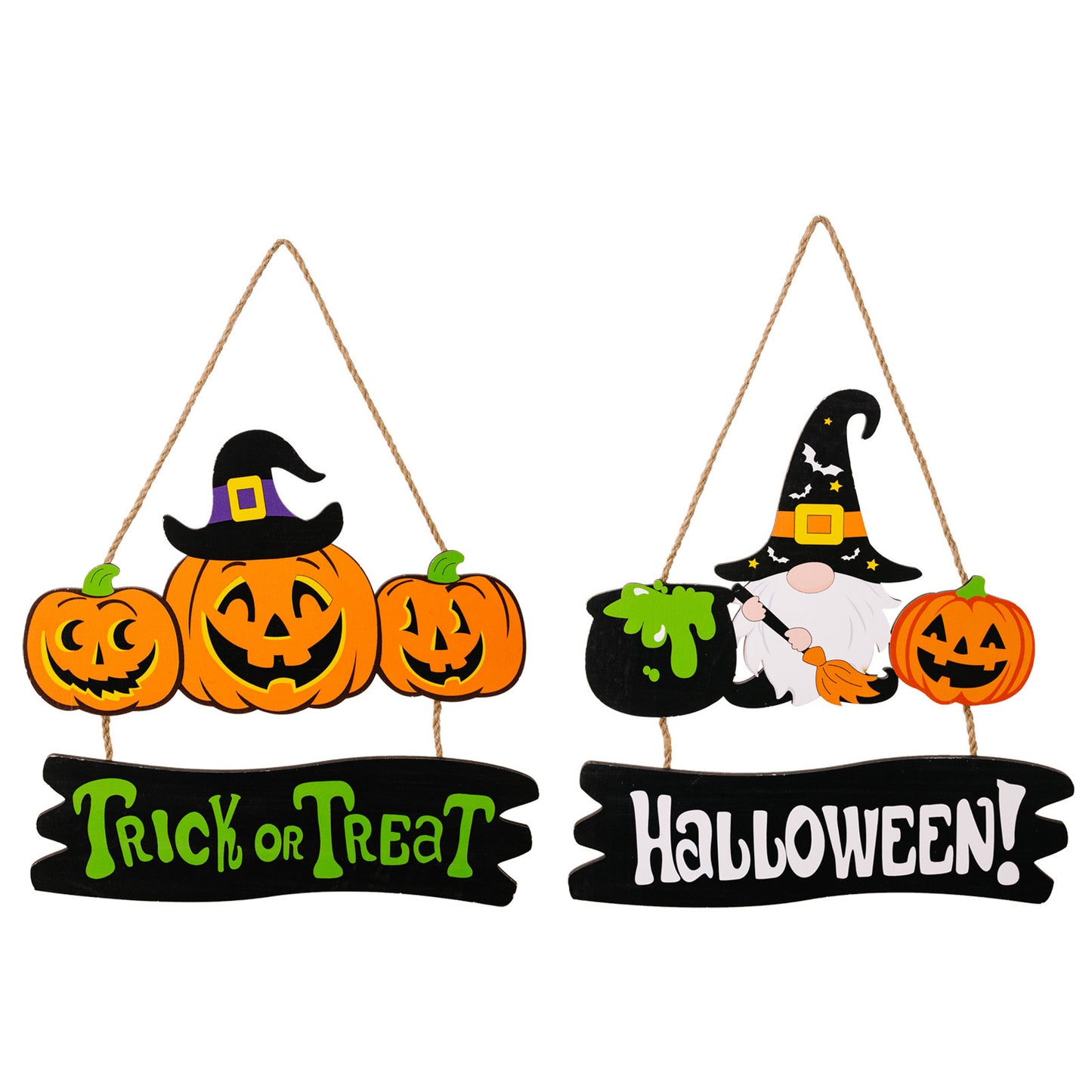 Décorations d'Halloween Pendentif citrouille en bois