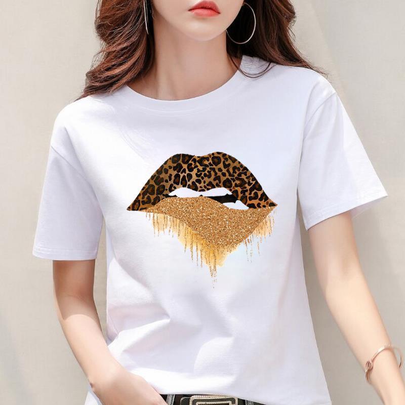 Women's Leopard Print Heart Printing New Short Sleeve