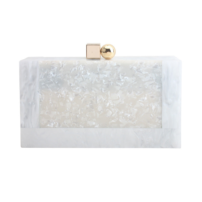 Sac patchwork vintage en acrylique blanc nacré pour femme