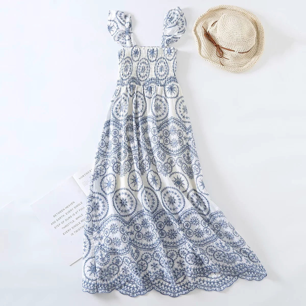 New European And American Holiday Style Embroidered Hollow Dress