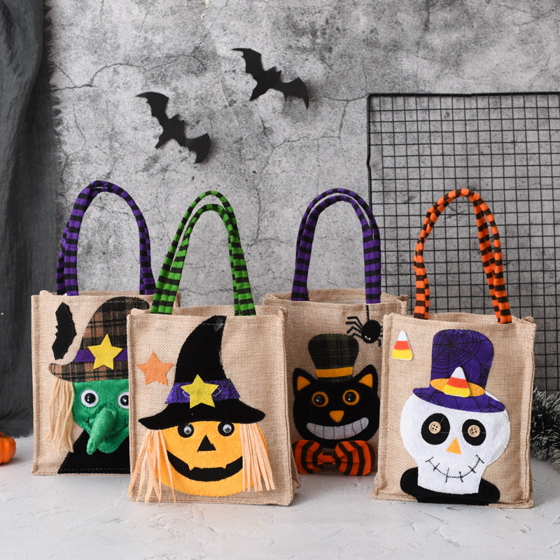 Bolsa de mano con forma de calabaza y calavera de bruja para niños, divertida y creativa, para regalar, para hacer joyas, pequeñas bolsas de compras