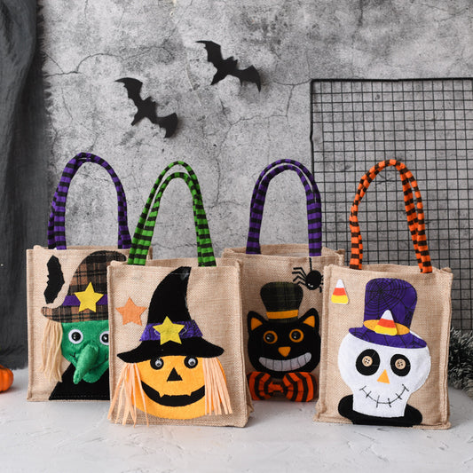 Sac fourre-tout à bonbons d'Halloween pour enfants, amusant et créatif, motif sorcière, crâne, citrouille, cadeau, sac à main, petits bijoux, accessoires, sacs de courses