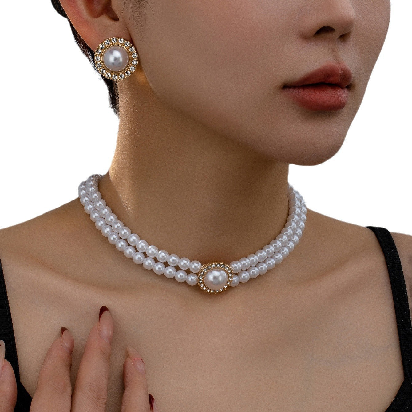 Conjunto de collar y pendientes elegantes con estilo retro para vacaciones en la playa