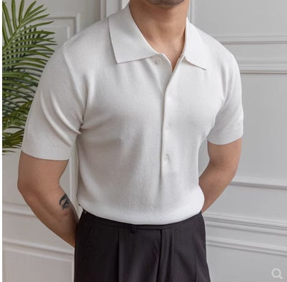Polo slim à manches courtes de couleur unie