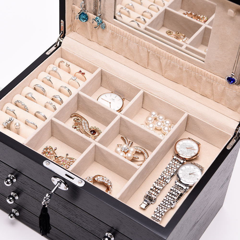 Boîte de rangement en bois pour bijoux et cosmétiques Princess