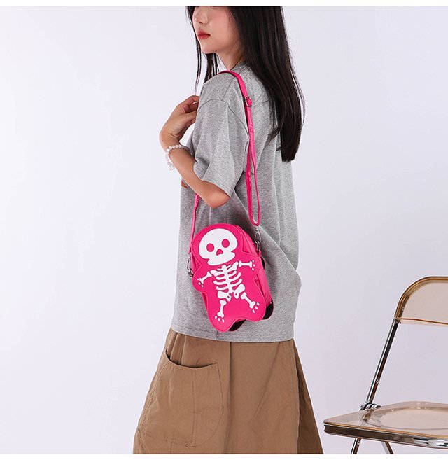 Sac bandoulière motif tête de mort pour Halloween, tendance, amusant et mignon, pour femme, petit sac pour téléphone