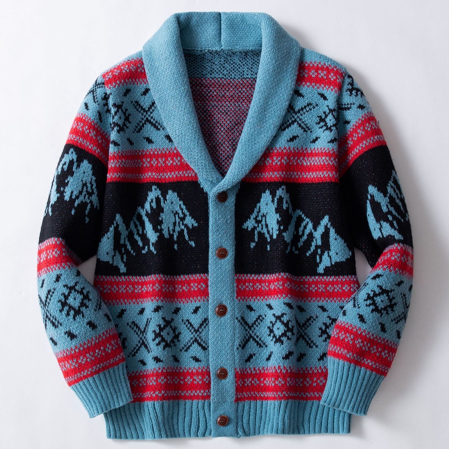 Manteau tricoté jacquard rétro