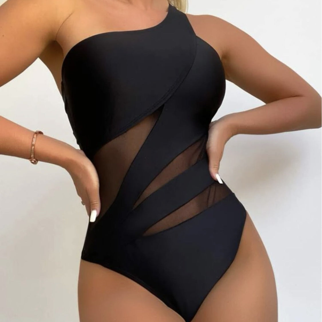 Traje de baño de mujer sexy de color sólido traje de baño de una pieza bikini