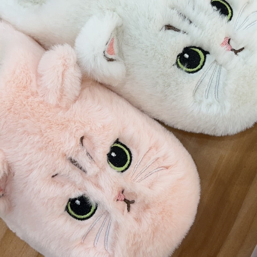 Chaussons en peluche chat mignon, pantoufles d'hiver chaudes pour chambre à coucher, pantoufles de maison pour couple, chaussures de maison antidérapantes pour femmes et hommes