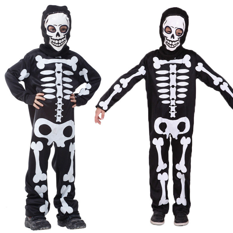 Costume de bal de maquillage pour enfants, fête d'Halloween, carnaval, crâne, garçon