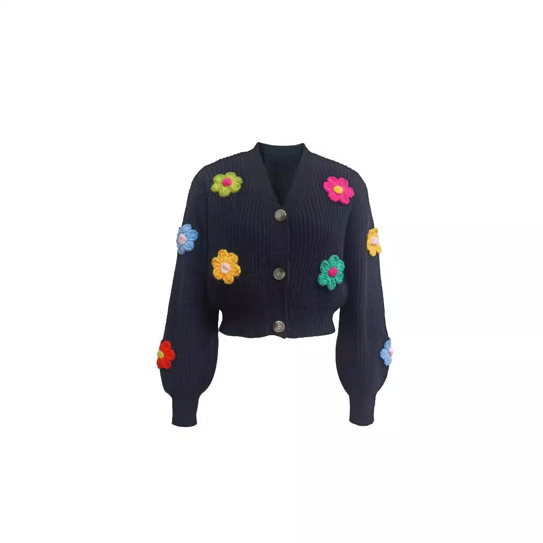 Cardigan à motif de fleurs douces