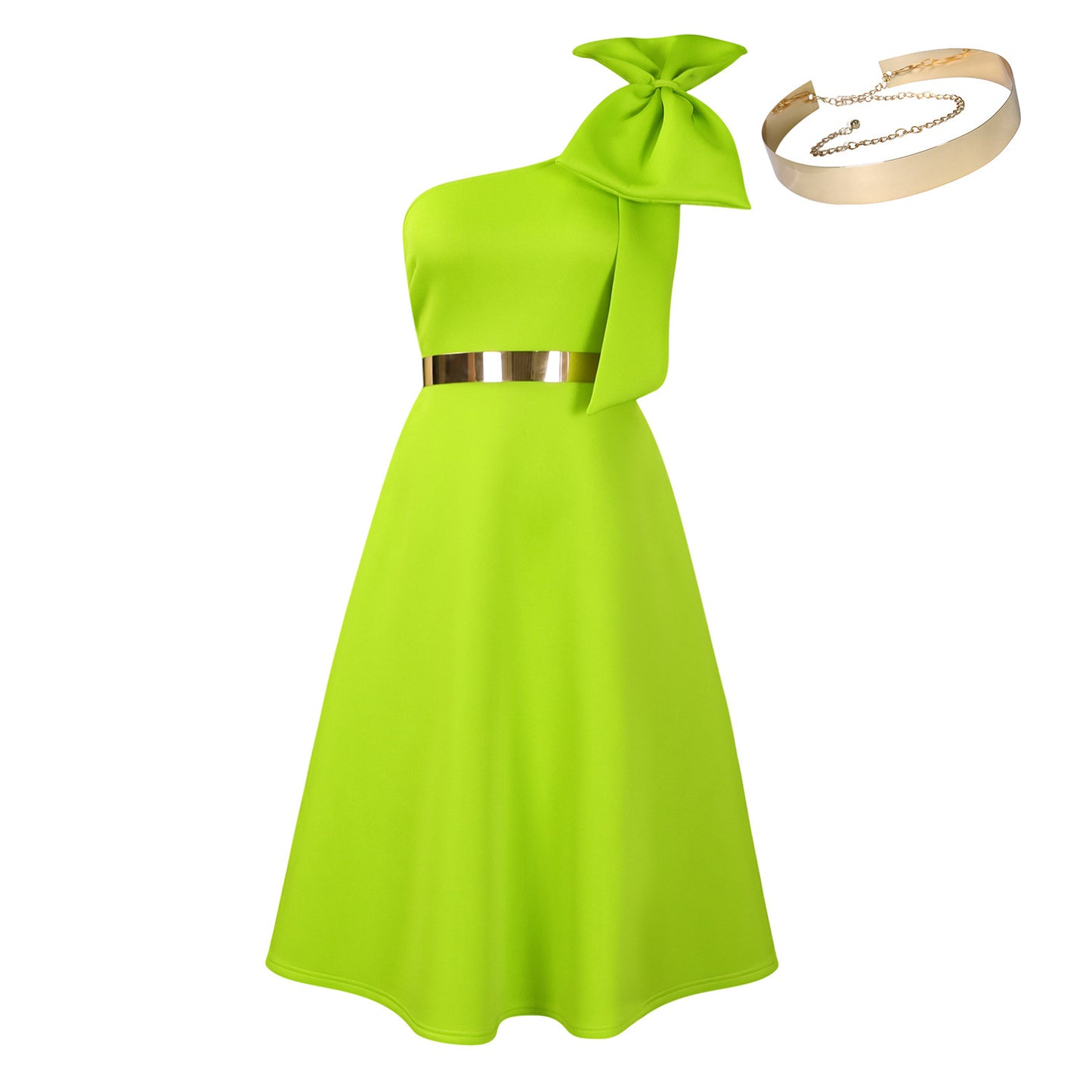 Nouvelle robe de soirée à la mode avec nœud oblique et épaules dénudées, grande robe trapèze africaine