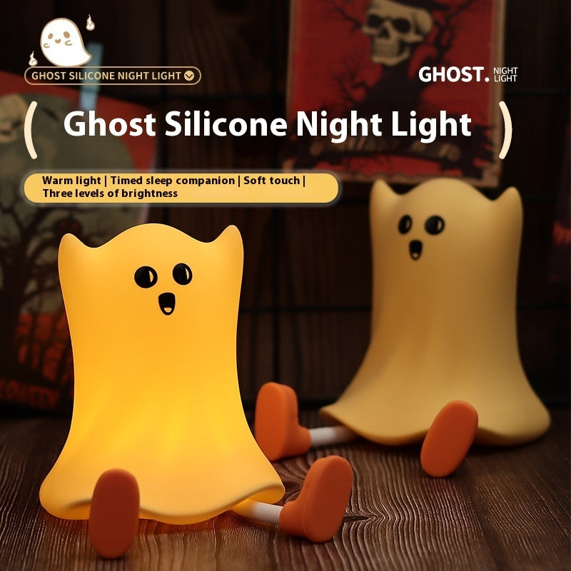 Lampe de chevet en silicone en forme de fantôme pour Halloween, avec commande tactile, douce lueur, pour une décoration résistante à l'eau