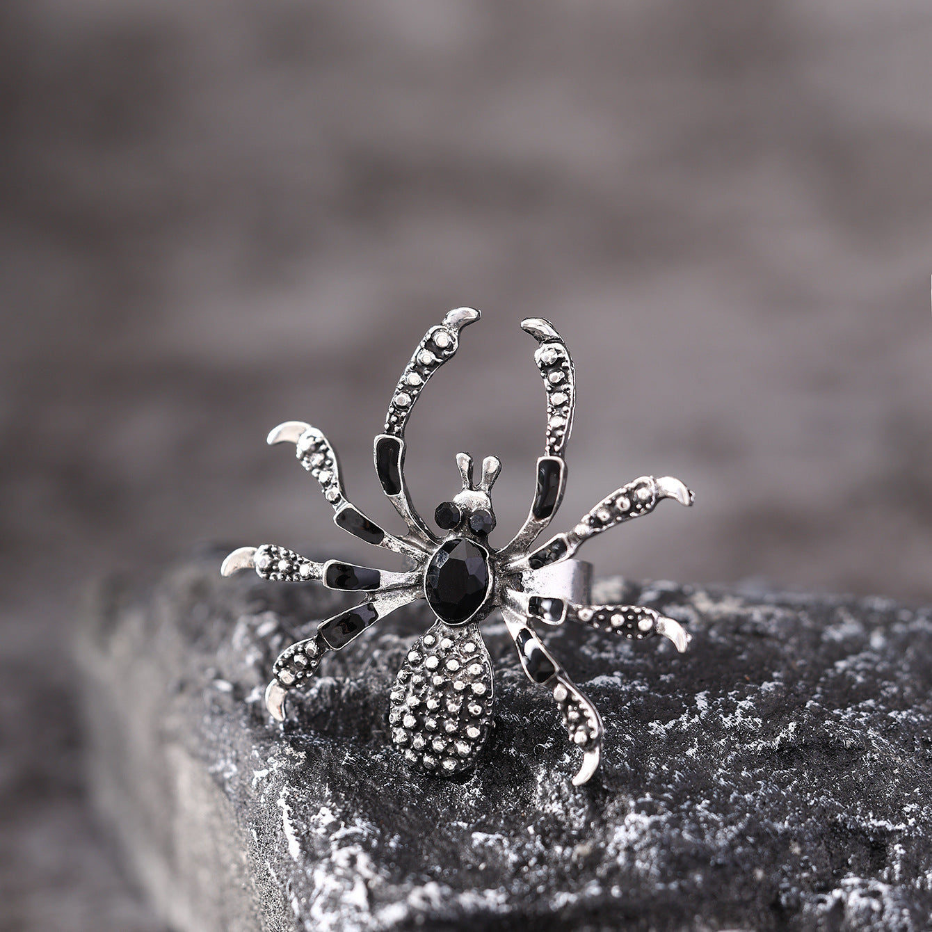 Anillo de araña de Halloween con diamantes de imitación, personalidad, anillos abiertos de moda para mujeres, accesorios de joyería