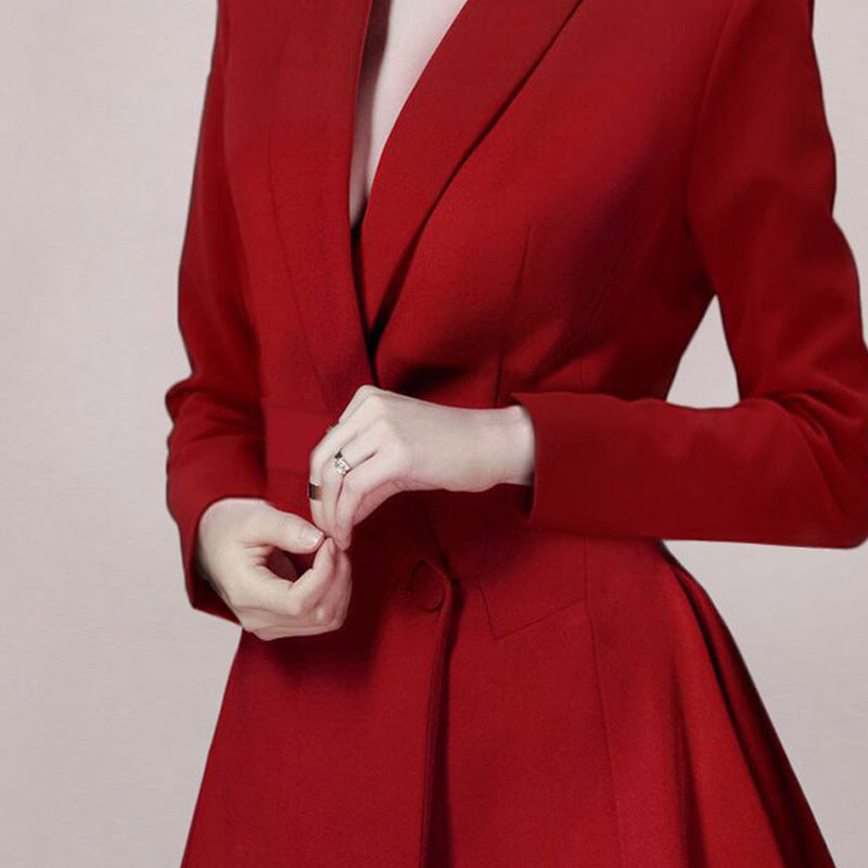 Women's Temperament Slim Fit Slim Irregular Suit Jacket Dress