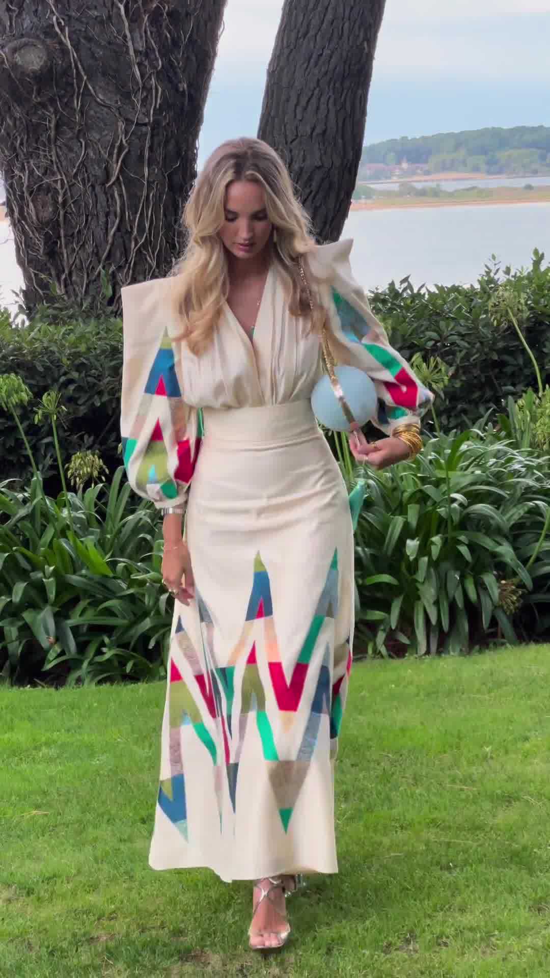 Diseño de impresión Temperamento de moda Estilo de desplazamiento Vestido Traje Vestido Mujer