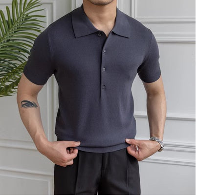 Polo slim à manches courtes de couleur unie