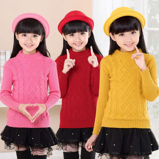 Pull double épaisseur en velours épais pour filles