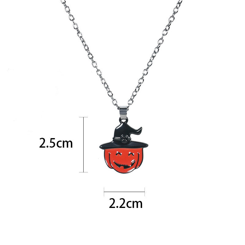 Collier avec pendentif tête de citrouille, crâne, chauve-souris et fantôme du festival des fantômes