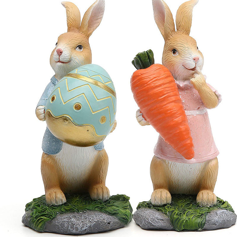 Statue artisanale en forme d'œuf de lapin de Pâques