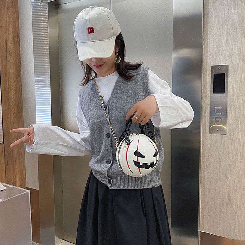Sacs à main en forme de citrouille d'Halloween avec chaîne, sacs à bandoulière créatifs et amusants pour enfants et femmes