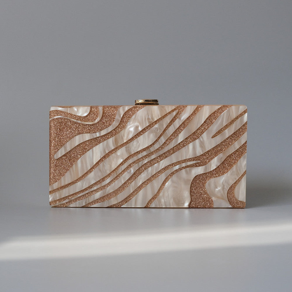 Sac de soirée en acrylique à rayures et paillettes pour femme