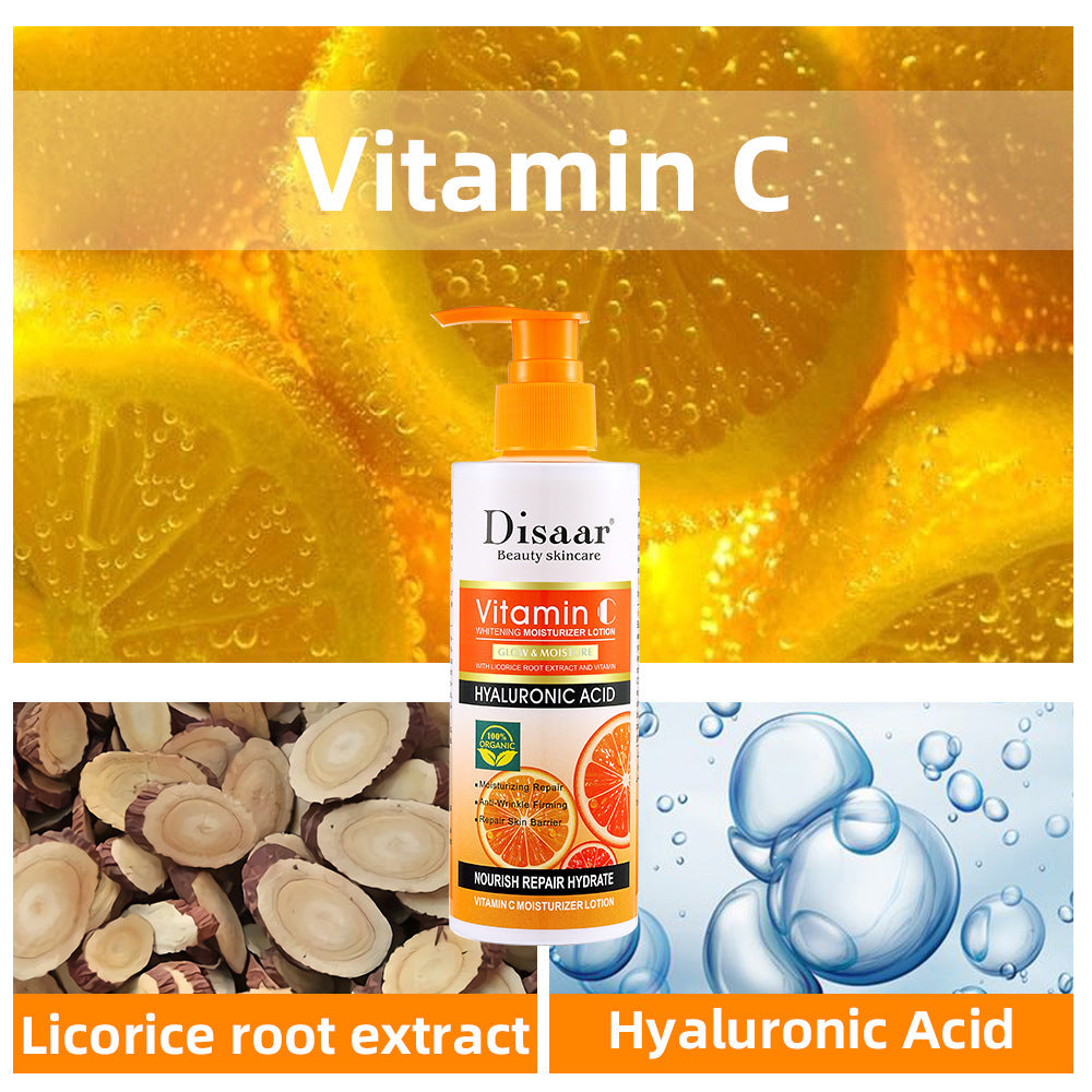 Lotion corporelle hydratante et éclaircissante à la vitamine C