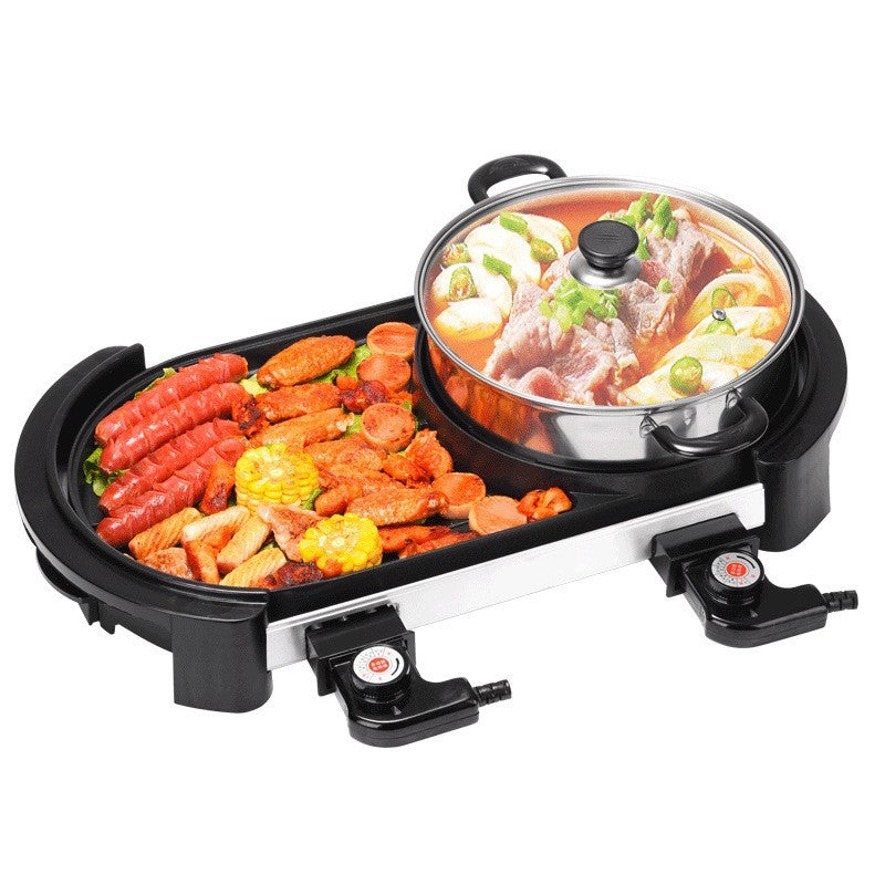 Marmite électrique anti-brûlure à double contrôle de température pour barbecue intégré
