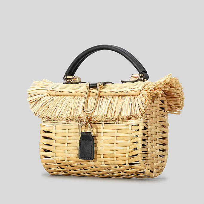 Sac à main en paille tissée fait main pour station balnéaire rurale