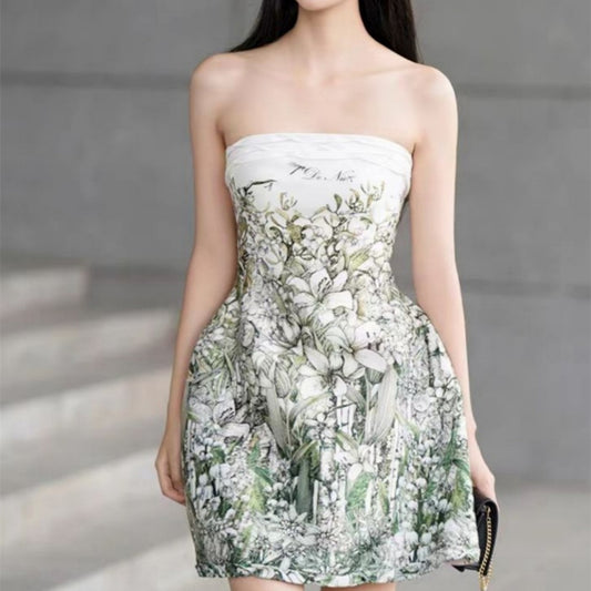 Robe tube à imprimé floral vert