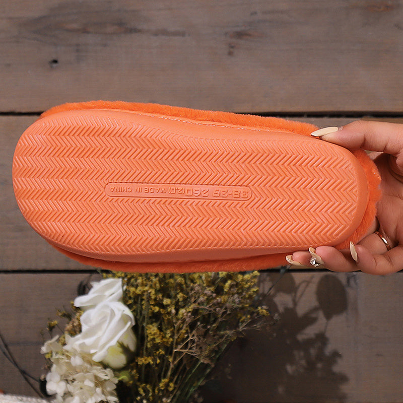 Chaussons mignons en forme de citrouille pour Halloween, pantoufles d'hiver chaudes en peluche pour chambre à coucher, pantoufles décontractées, confortables et douillettes pour l'intérieur