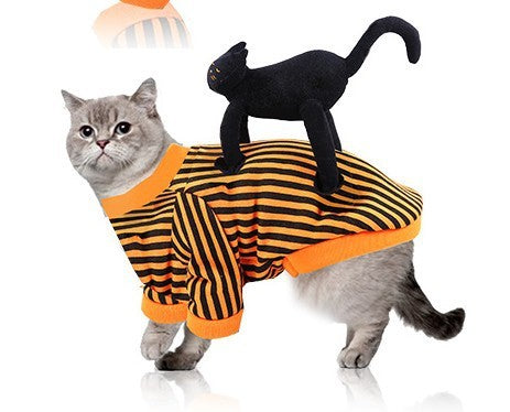Déguisement d'Halloween pour animal de compagnie, déguisement amusant, tête de mort noire, maquillage d'horreur, accessoires pour chat