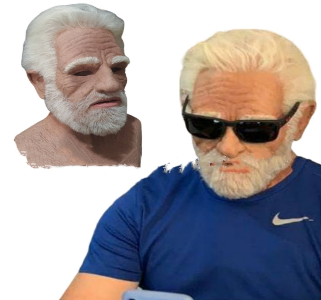 Máscara blanca vieja, calva, vieja, de látex, accesorio divertido para cosplay de Halloween