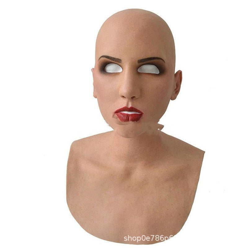 Máscara blanca vieja, calva, vieja, de látex, accesorio divertido para cosplay de Halloween